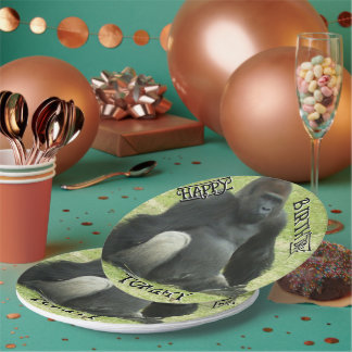 Big Black Sitting Gorilla Pappteller