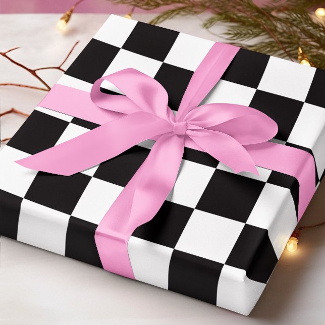Big Black und White Checked Geschenkpapier (Big Black and White Checkered Wrapping Paper)