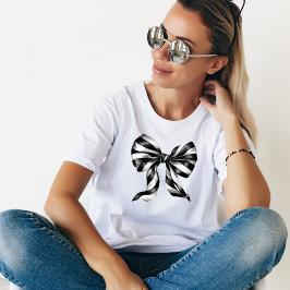Big Black & White Watercolor Bow T-Shirt