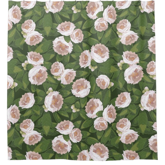 Big Bloom Camellia Charm Duschvorhang (Vorderseite)