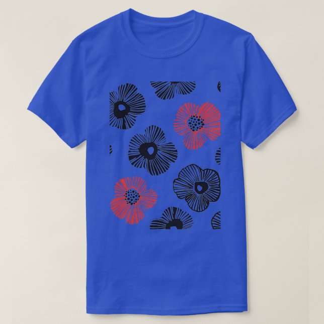 Big Blooming Daisies Flowers Pattern T-Shirt (Design vorne)