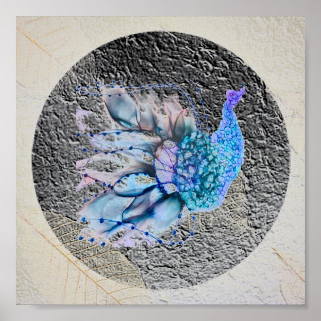 "Big Blue Bird" 8" x 8 "Gerahmt und matt Poster (Vorne)