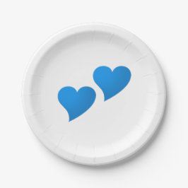 Big Blue Hearts Muster White Baby Dusche Party Pappteller