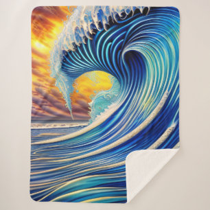 Big Blue Ocean Wave über Sunset Sky Sherpadecke