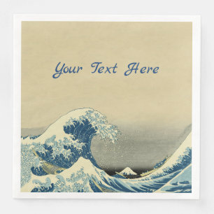 Big Blue Ocean Wave White Caps Boot Tan Serviette