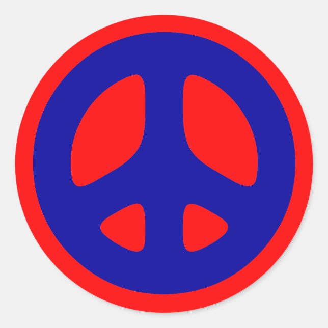Big Blue Peace Sign Round Sticker (Vorderseite)