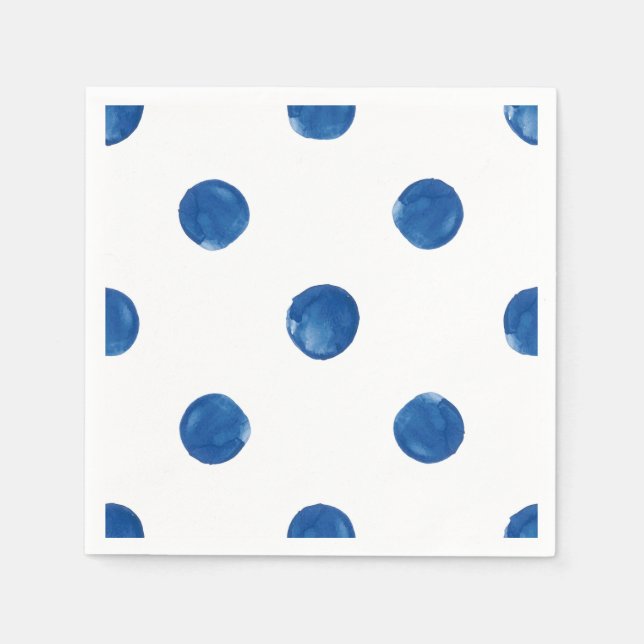 Big Blue Polka dotiert Shibori Muster Serviette (Vorderseite)