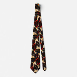 Big Bold African Rainforest Print Red and Black Krawatte