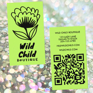 BIG BOLD BLOOM Rustikaler Minimal-QR-Code Visitenkarte