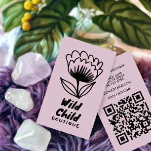 BIG BOLD BLOOM Rustikaler Minimal-QR-Code Visitenkarte