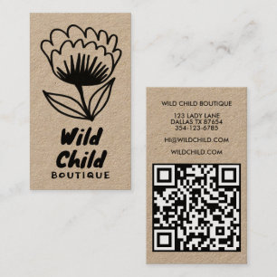 BIG BOLD BLOOM Rustikaler Minimal-QR-Code Visitenkarte