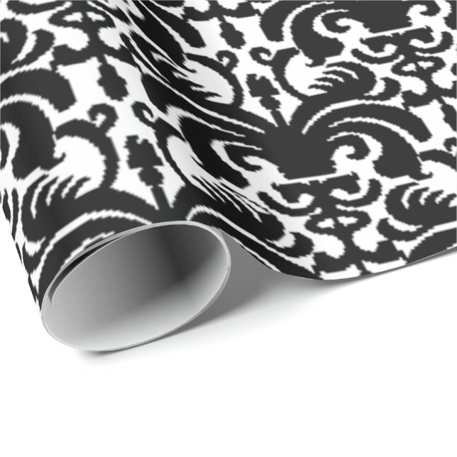 Big Bold Damask (schwarz) Geschenkpapier (Rolleneckpunkt)