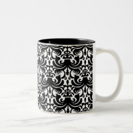 Big Bold Damask (schwarz) Zweifarbige Tasse