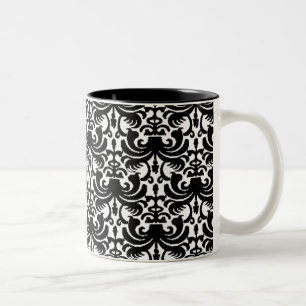 Big Bold Damask (schwarz) Zweifarbige Tasse