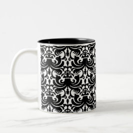 Big Bold Damask (schwarz) Zweifarbige Tasse