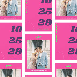 Big & Bold Date Hot Pink Retro Foto Hochzeit Save The Date