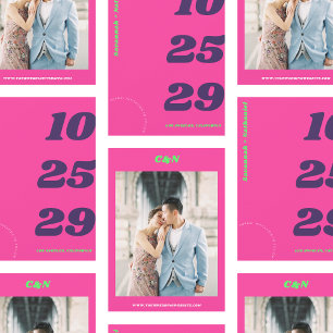 Big & Bold Date Hot Pink Retro Foto Hochzeit Save The Date