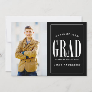 Big Bold Grad Partei für den Foto von White Text Einladung