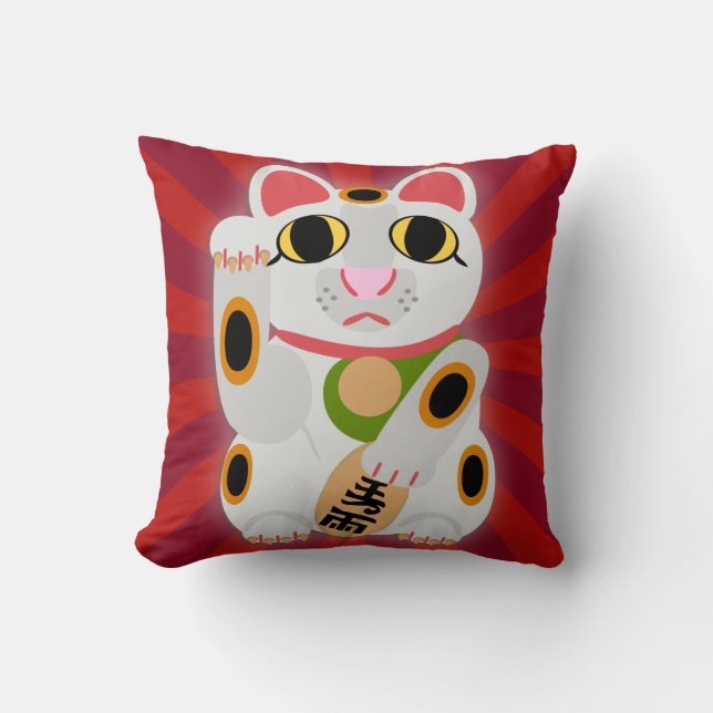 Big Bold Lucky Cat Symbol Kissen (Vorderseite)
