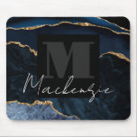 Big Bold Monogram Blue Agate Mousepad<br><div class="desc">Big Bold Monogram personalized mousepad.</div>