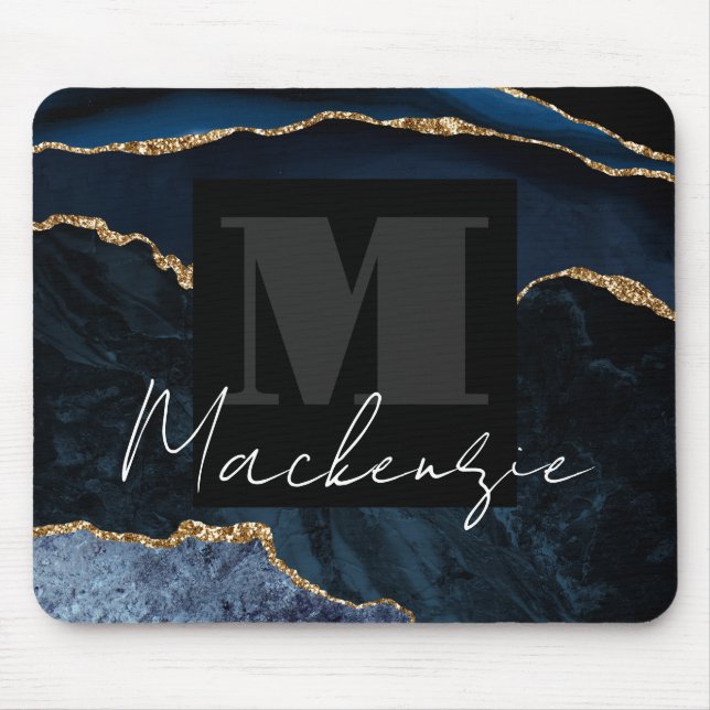 Big Bold Monogram Blue Agate Mousepad (Vorne)