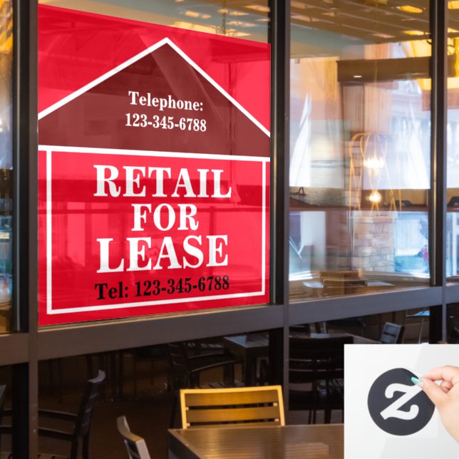 BIG BOLD RETAIL FÜR LEASE SIGNAY Real Anwesen Fensteraufkleber (Restaurantfenster)
