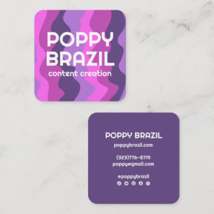 BIG BOLD RETRO Lila Wavy Stripes Quadratische Visitenkarte