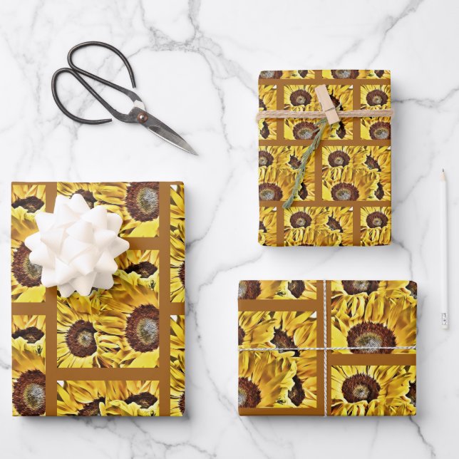Big Bold Sunblumen Geschenkpapier Set (Vorderseite)