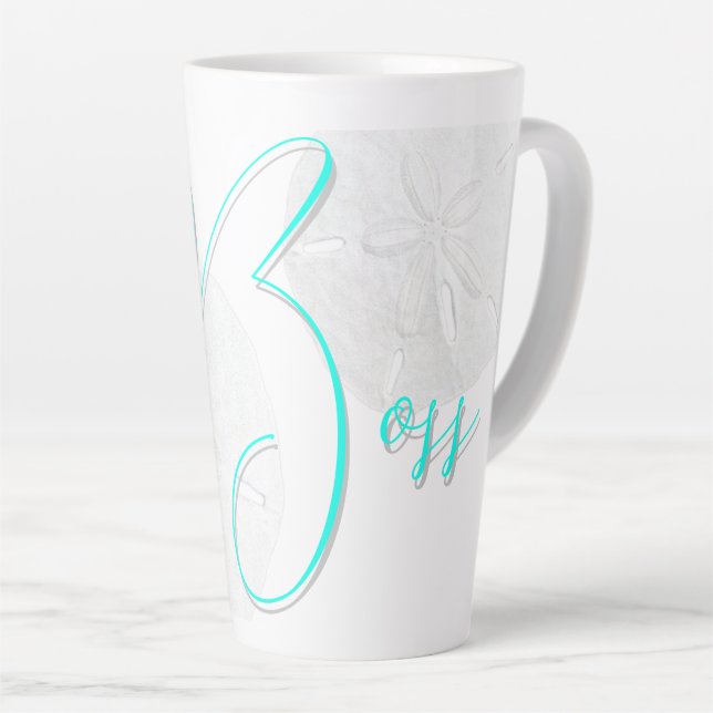 Big Boss Text Sand Dollars Latte Tasse (Rechte Ecke)