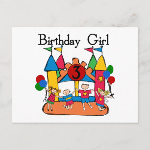 Big Bounce Girl 3. Geburtstag Tshirts und Geschenk Postkarte