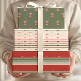 Big Bow of Striped Ribbon Geschenkpapier Set