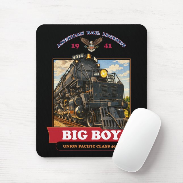 Big Boy 4014 Dampflokomotive Vintage-Illustration Mousepad (Mit Mouse)