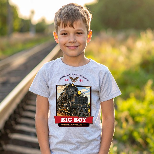 Big Boy 4014 Dampflokomotiven-Retro-Illustration T-Shirt (Big Boy 4014 Steam Locomotive Retro Illustration. Boy Basic White T-Shirt)