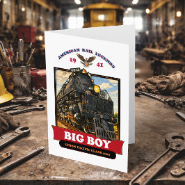 Big Boy 4014 Steam Locomotive Retro Illustration Dankeskarte