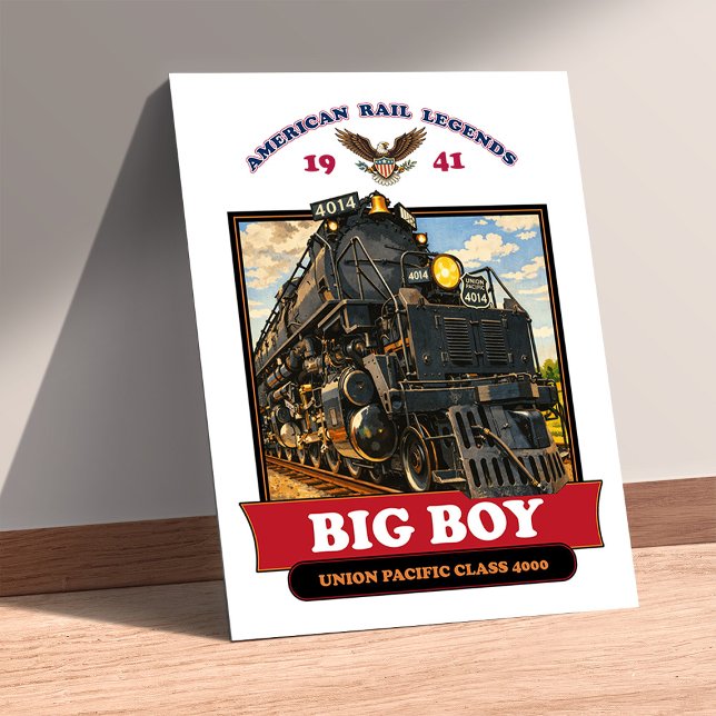 Big Boy 4014 Steam Locomotive Retro Illustration Poster (Big Boy 4014 Steam Locomotive Retro Illustration. Poster)