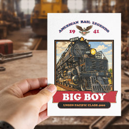 Big Boy 4014 Steam Locomotive Retro Illustration Postkarte