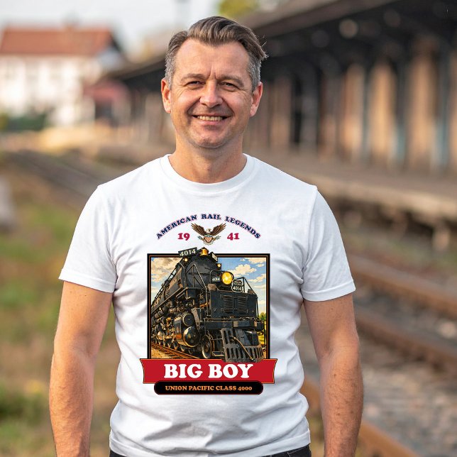 Big Boy 4014 Steam Locomotive Retro Illustration T-Shirt (Big Boy 4014 Steam Locomotive Retro Illustration. Men Basic White T-Shirt)