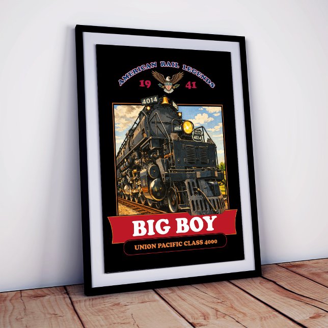 Big Boy 4014 Steam Locomotive Vintage Illustration Poster (Big Boy 4014 Steam Locomotive Vintage Illustration. Poster)