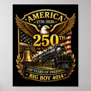 Big Boy 4014 Zug USA 250. Jubiläum Patriotisch Poster