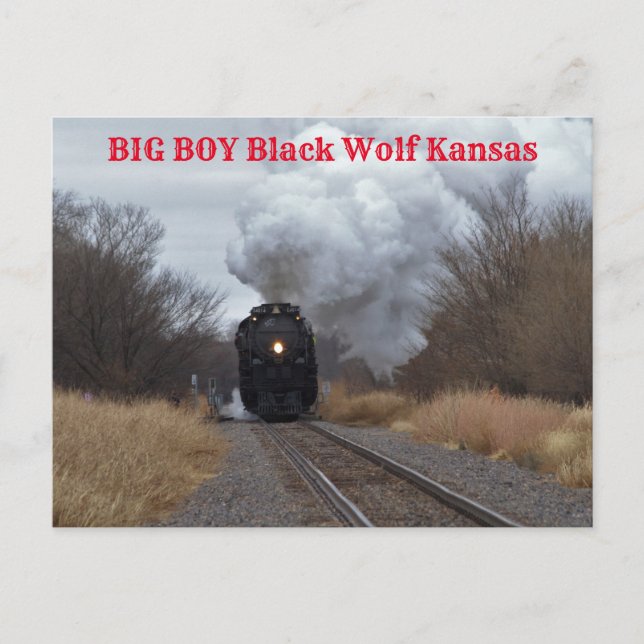 Big Boy dampft entlang Postkarte (Vorderseite)