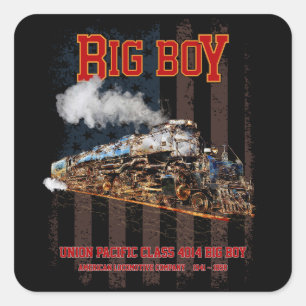 Big Boy Vintag Steam Train American Locomotive Quadratischer Aufkleber