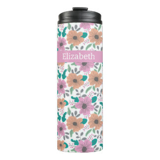 Big Bright Flowers Personalized Thermosbecher