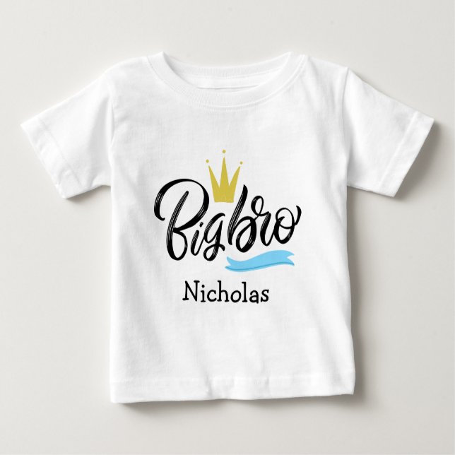 Big Bro Crown Personalisiert Baby T-shirt (Vorderseite)