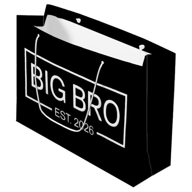 Big Bro Est. 2026 New Big Brother Pregnancy Baby Große Geschenktüte (Vorderseite Schrägansicht)