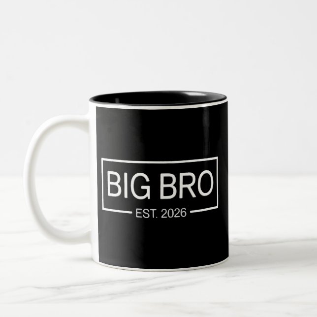 Big Bro Est. 2026 New Big Brother Pregnancy Baby Zweifarbige Tasse (Links)