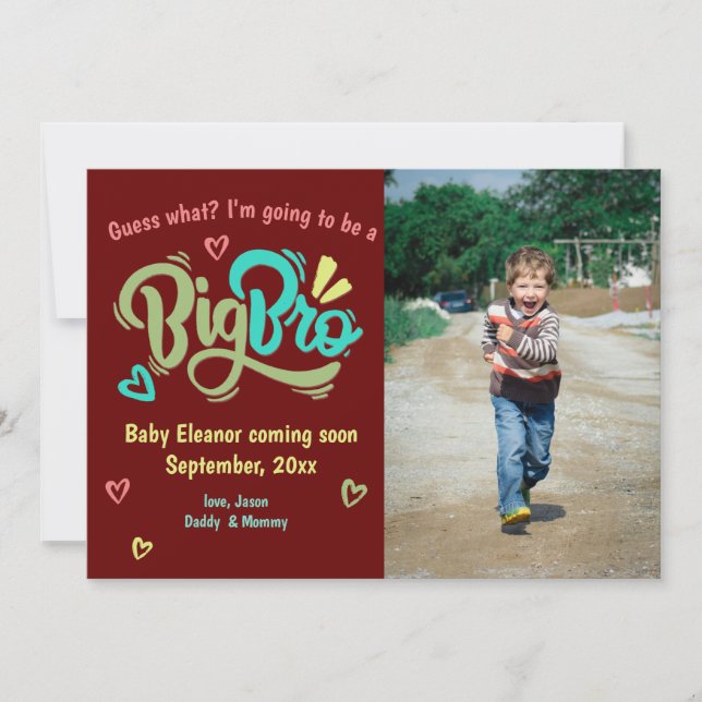 Big Bro Foto Big Brother Schwangerschaftsankündigu Ankündigung (Vorderseite)