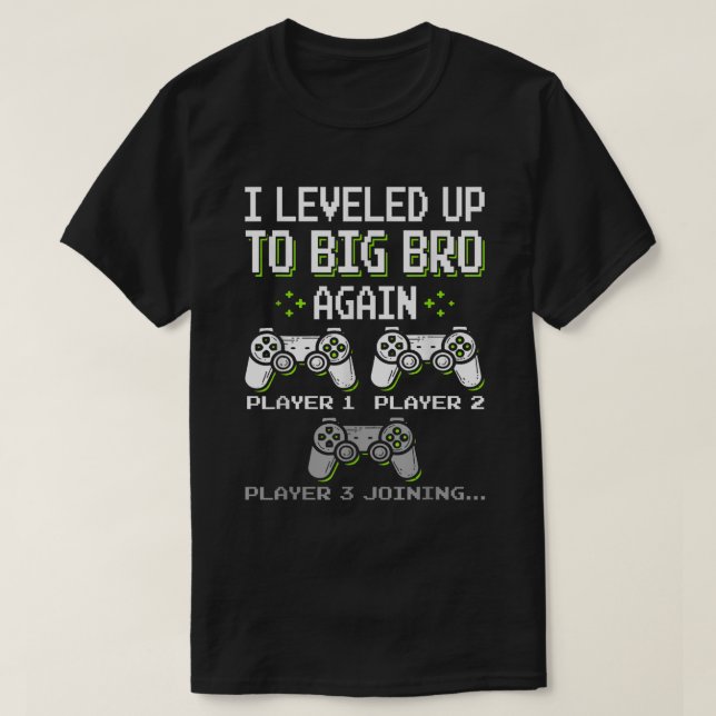 Big Bro Level Up Shirt - Gamer Sibling Reveal Tee (Design vorne)