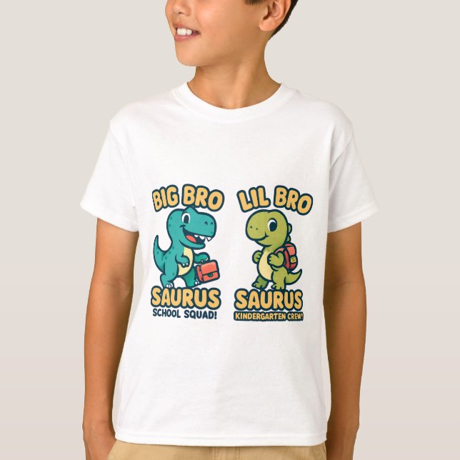 Big Bro & Lil Bro Saurus Back to School T-Shirt (Vorderseite)