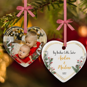 Big Bro Little Sis Foto Holly Pine Gold Rahmen Keramik Ornament
