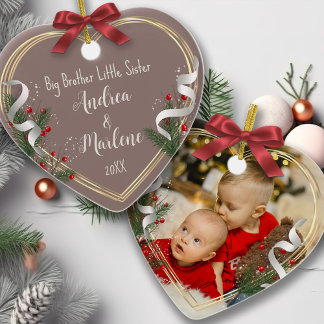 Big Bro Little Sis Foto Holly Pine Gold Rahmen Keramik Ornament